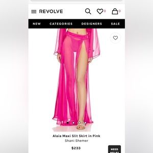 NWT Shani Shemer Alaia Maxi Slit Skirt in Pink